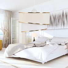 Art&Gift Barok Tarasım Şeritli Krem Sarkıt Avize ve Star Gold Ayaklı Abajur Seti Yatak Odası