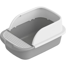 Kedi Çöp Kutusu Tuvalet Yarı Kapalı Çıkarılabilir Büyük Sıçrama Sıçrama Sandbox GRAY52CMX36CMX21.5CM (Yurt Dışından)