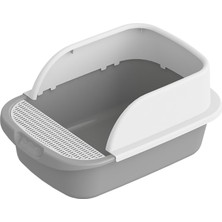 Kedi Çöp Kutusu Tuvalet Yarı Kapalı Çıkarılabilir Büyük Sıçrama Sıçrama Sandbox GRAY52CMX36CMX21.5CM (Yurt Dışından)