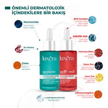 Luxera Paris , Temizleyici, & Leke , Siyah Nokta & Komedon , Cilt Kusursuzlaştırıcı Vegan Bakım Seti (Aha+Bha Kırmızı Peeling Serum + Niacinamide Serum)