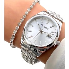 Ferrucci Silver Çelik Takvimli Kadın Kol Saati