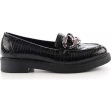 Bambi Siyah Rugan  Kadın Loafer Ayakkabı K01257067011