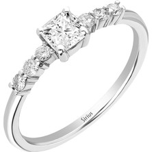 Sirius Pırlanta Pırlanta ve Prenses Kesim Beyaz Topaz Taşlı Yüzük 0442R0021