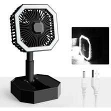Mi7a Masaüstü Fan Şarjlı LED Işıklı Mini Katlanabilir Taşınabilir Soğutucu Vantilatör
