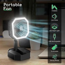 Mi7a Masaüstü Fan Şarjlı LED Işıklı Mini Katlanabilir Taşınabilir Soğutucu Vantilatör