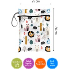 Bunnybons Orman Hayvanları Islak/Kuru Kirli Temiz Kıyafet Mayo Bebek Çamaşır Çantası - Sıvı Geçirmez