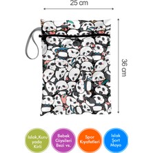 Bunnybons  Panda Islak/Kuru Kirli Temiz Kıyafet Mayo Bebek Çamaşır Çantası - Sıvı Geçirmez