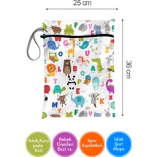 Bunnybons Alfabe Islak/Kuru Kirli Temiz Kıyafet Mayo Bebek Çamaşır Çantası - Sıvı Geçirmez