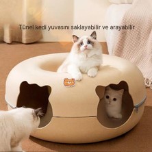 Maryun Yeni Sınır Ötesi Fermuarlı Kedi Tüneli Hayvan Şekli Keçe Tüneli Yuva Kedi Oyuncak Kedi Rulo Kafes Evcil Hayvan Malzemeleri 50*50*20CM (Yurt Dışından)