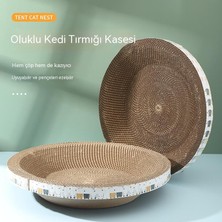 Maryun Kedi Tırmalama Tahtası Kase Kedi Oyuncak Oluklu Mukavva Tırmalama Pedi Pul Yok Yüksek Yoğunluklu Kedi Malzemeleri Kedi Pençe Tahtası (Çap 40CM Yükseklik 9cm) (Yurt Dışından)