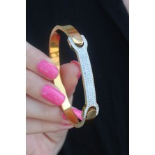 Style Of Carmen 316L Çelik Gold Renk Zirkon Taşlı Kadın Kelepçe