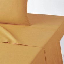 Makiteks %100 Pamuklu Hardal 240X260 Çift Kişilik Lastiksiz Düz Çarşaf