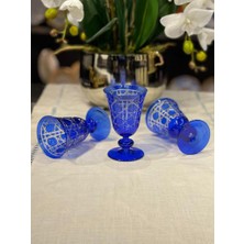 Lemm Home Ekose Mavi 6'lı Kadeh Seti