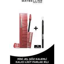 Maybelline New York Super Stay Vinyl Ink Likit Parlak Ruj 115 Peppy Mini Tattoo Liner Li