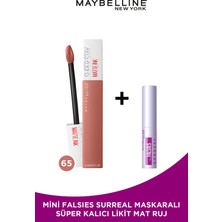 Maybelline New York Super Stay Matte Ink Likit Mat Ruj - 65 Seductress - Nude Mini Falsies Surreal Maskara Li