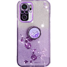 Lr Joyful Xiaomi Redmi Note 10 4g/note 10S 4g Glitter Gradient Telefon Kılıfı Rhinestone Çiçek Tpu Elektrokaplama Telefon Kapağı (Yurt Dışından)