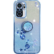 Lr Joyful Xiaomi Redmi Note 10 4g/note 10S 4g Glitter Gradient Telefon Kılıfı Rhinestone Çiçek Tpu Elektrokaplama Telefon Kapağı (Yurt Dışından)