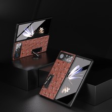 Lr Joyful Xiaomi Mix Fold 2 5g Inek Deri + Pc Devekuşu Doku Kılıf Kickstand Koruyucu Telefon Kapağı Ön Ekran Film ile (Yurt Dışından)