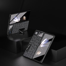 Lr Joyful Xiaomi Mix Fold 2 5g Inek Deri + Pc Devekuşu Doku Kılıf Kickstand Koruyucu Telefon Kapağı Ön Ekran Film ile (Yurt Dışından)