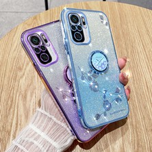 Lr Joyful Xiaomi Redmi Note 10 4g/note 10S 4g Glitter Gradient Telefon Kılıfı Rhinestone Çiçek Tpu Elektrokaplama Telefon Kapağı (Yurt Dışından)