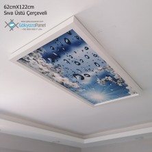 Gökyüzü Panel 60X120 Gökyüzü Panel Avize, 106WATT Led, Sıva Üstü, Kolay Montaj LED Panel, Çiçekli Yağmur Damlası Avize