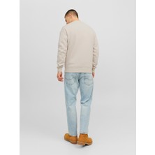 Jack & Jones Jorvesterbro Sweat Crew Neck Noos Erkek Bej Sweatshirt 12241694-Moonb