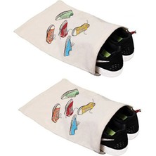 Feza Bagg Store Renkli Ayakkabı Baskılı Ayakkabı Torbası 30 x 37 cm Ham Bez Kumaş ( 3 Adet Için )
