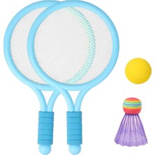 Renkli Çocuk Badminton Tenis Raketleri Top Set Bahçe Açık Oyuncaklar Mavi (Yurt Dışından)