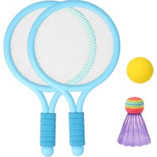 Renkli Çocuk Badminton Tenis Raketleri Top Set Bahçe Açık Oyuncaklar Mavi (Yurt Dışından)