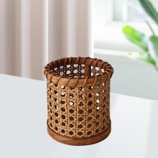 El Yapımı Rattan Dokuma Depolama Sepeti Kalemi Tutucusu (Yurt Dışından)