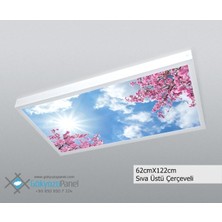 Gökyüzü Panel 60X120 Gökyüzü Panel Avize, 106WATT Led, Sıva Üstü, Kolay Montaj LED Panel, Pembe Ağaçlar Avize