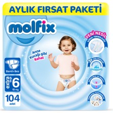 Molfix Bebek Bezi 6 Beden Extra Large Aylık Fırsat Paketi 104 Adet