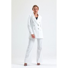 Sense Kadın Takım Elbise Ceket ve Pantolon | TK34239 Ekru