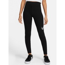 Nike Sportswear Swoosh Yüksek Belli Siyah Kadın Taytı - Siyah DR5617-010