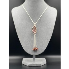 Gümüştel El Sanatları Yıldız Doğal Taş Tasarım Kolye El Yapımı Örgü Model Aaa Kalite