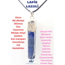 Gümüştel El Sanatları Doğal Taş Lapis Lazuli Kolye Zincir Hediyeli