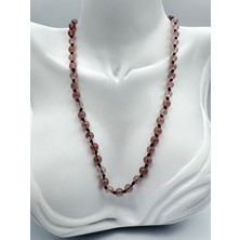 Gümüştel El Sanatları Doğal Taş Gül (Çilek) Kuvars Taşı Kolye Aaa Kalite 6mm