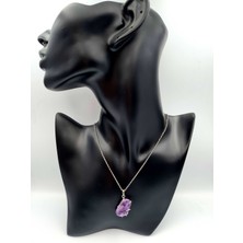 Gümüştel El Sanatları Doğal Taş Ametist Pençe Tasarımlı Kolye Zincir & Ip Hediyeli