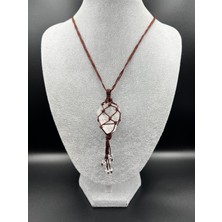 Gümüştel El Sanatları Kristal Kuvars Doğal Taş Tasarım Kolye El Yapımı Örgü Model Aaa Kalite