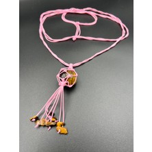 Gümüştel El Sanatları Kaplan Gözü Doğal Taş Tasarım Kolye El Yapımı Örgü Model Aaa Kalite