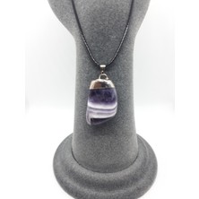 Gümüştel El Sanatları Ametist Taşı Doğal Taş Kolye (Zincir ve Ip Dahil)