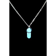 Gümüştel El Sanatları Kedi Gözü Fosforlu Doğal Taş Pandül Kolye Zincir Dahil Sürpriz Hediyeli