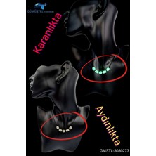 Gümüştel El Sanatları Kedi Gözü Kolye Karanlıkta Parlayan Fosforlu Kedi Gözü