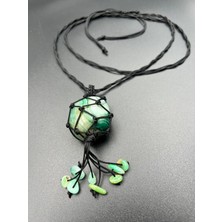 Gümüştel El Sanatları Akik Doğal Taş Tasarım Kolye El Yapımı Örgü Model Aaa Kalite