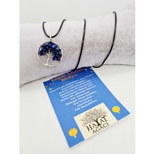 Gümüştel El Sanatları Lapis Lazuli Taşı Hayat Ağacı Kolye Orijinal Doğal Taş