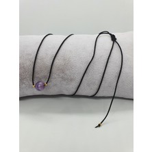 Gümüştel El Sanatları Ametist Taşı Kolye Ayarlanabilir Orijinal Doğal Taş Çok Fonksiyonlu Kolye