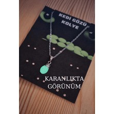 Gümüştel El Sanatları Kedi Gözü Kolye Karanlıkta Parlar Sürpriz Hediyeli