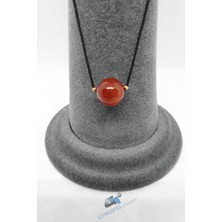 Gümüştel El Sanatları Turuncu Akik Taşı Kolye Ayarlanabilir Orijinal Doğal Taş Çok Fonksiyonlu Kolye 10 mm