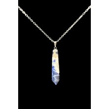 Gümüştel El Sanatları Sodalit Doğal Taş Pandül Kolye Zincir Hediyeli