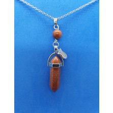 Gümüştel El Sanatları Yıldız Taşı Pandül Lale Kolye Doğal Taş Özel Tasarım Model